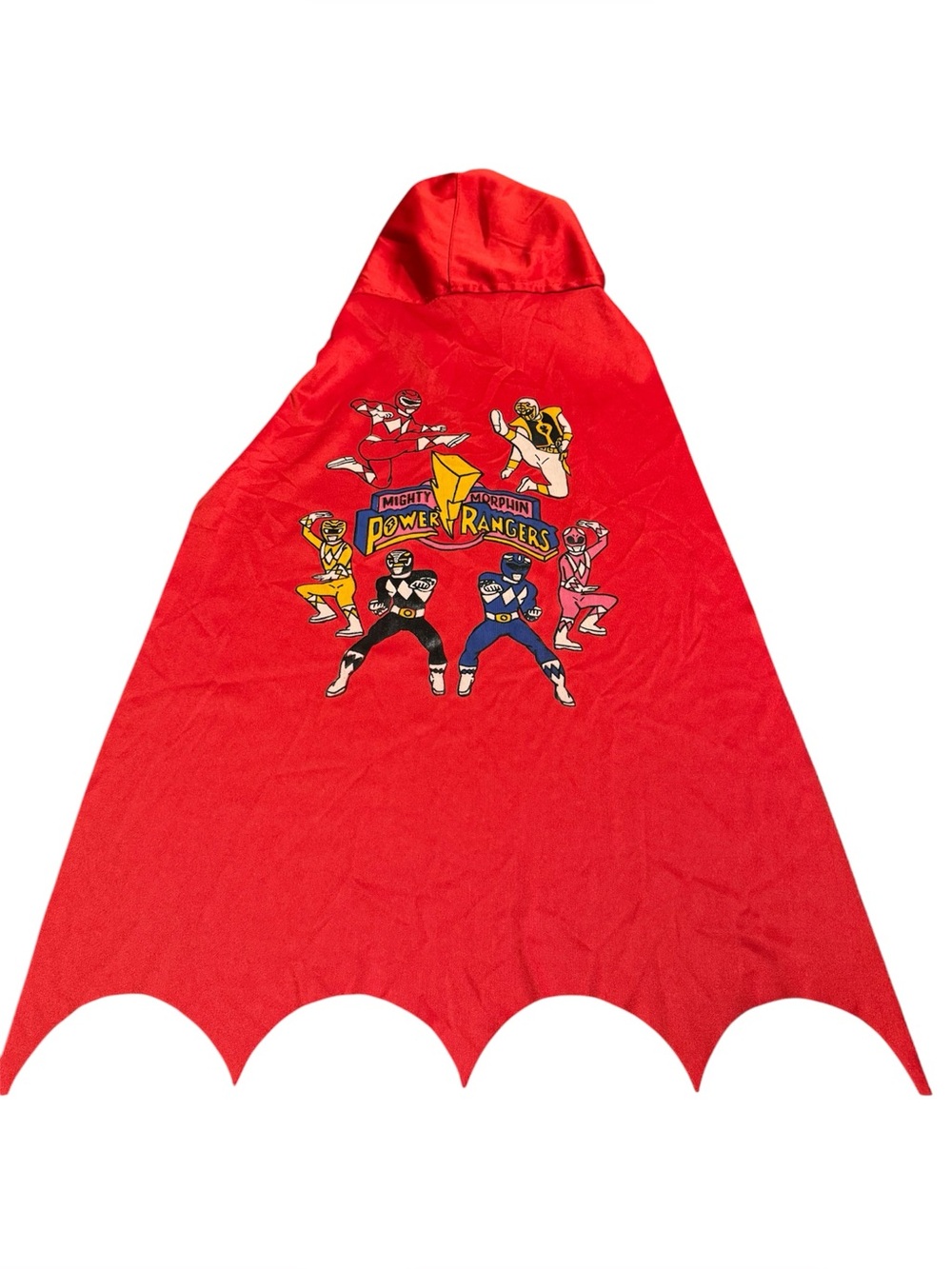 Vintage Mighty Morphin Power Rangers Mask Cape HOOD red ranger 90'S